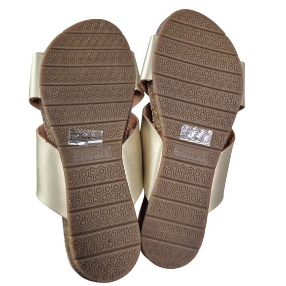 Esprit Gold Leather Criss Cross Gold Slide Sandals Women 9M NWOT - Picture 5 of 5